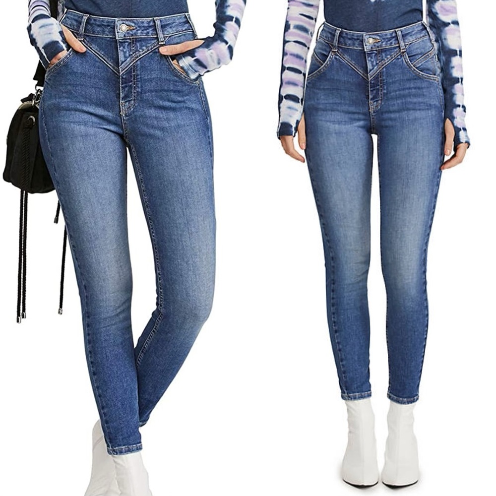 Free People Riley Seamed High Rise Skinny Jeans